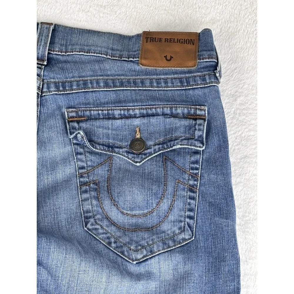 True Religion Jeans Men's Blue Ricky Relaxed Straight Jeans Flap Pockets Size 38
